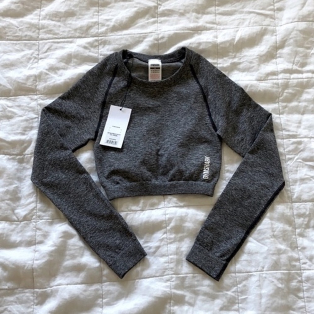 NWT Gymshark Adapt Marl Seamless Long Sleeve Crop Top